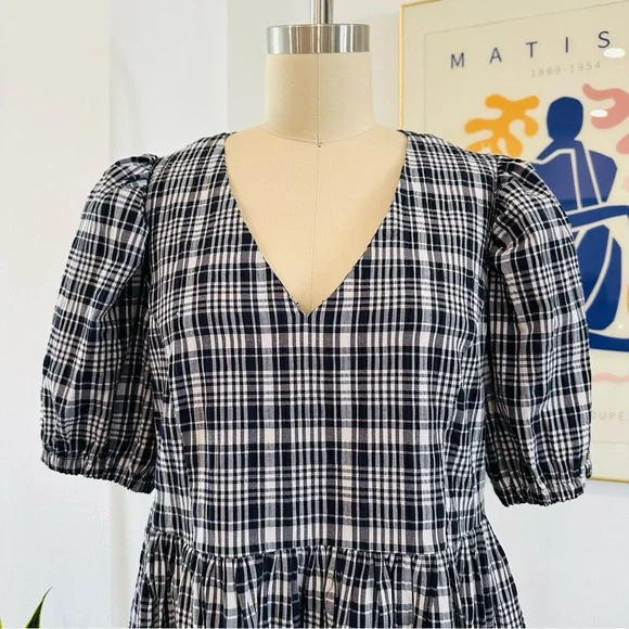 Fat Face Blue and White Checkered Babydoll Dress - Picture 3 of 16